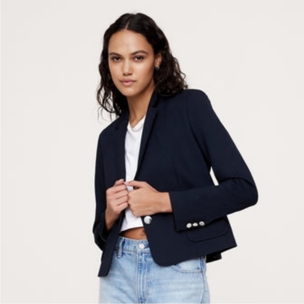 NWT! Banana Republic Navy Blue Everywhere Ponte Short Blazer 🐳🎸